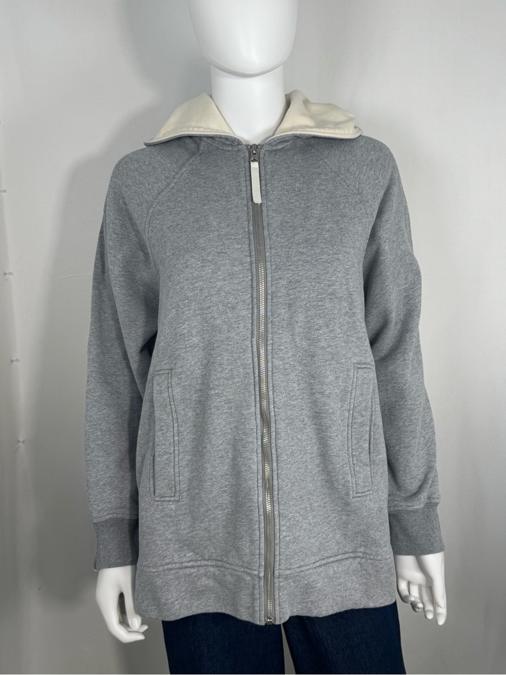 ROUCHA Heather Gray Heavyweight Zip Hoodie Sweatshirt Size BB Medium Short